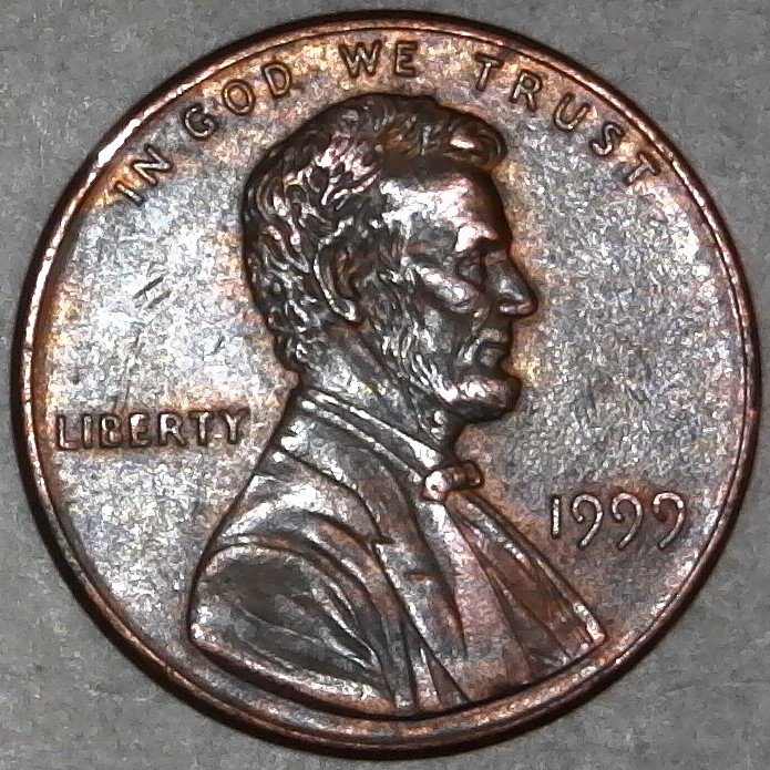 1999-P-Lincoln-Memorial-Cent-With-Broken-Die-Post-Die-Chip-In-